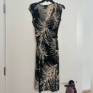 Vintage BCBGMaxAzria Black and Cream Midi Dress